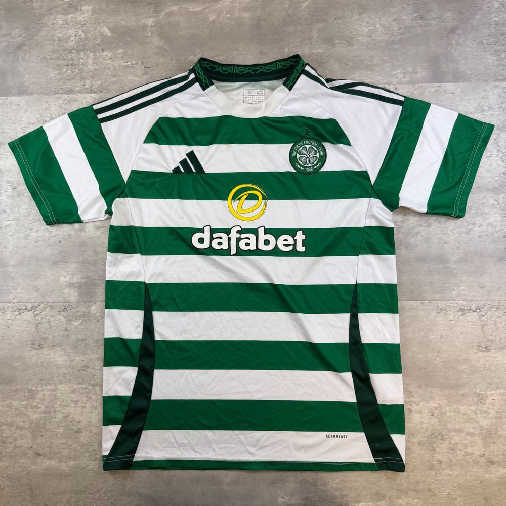 Adidas Celtic FC Home Jersey XL Slim Fit Green White Striped Aeroready Soccer